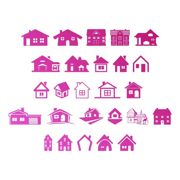 huis iconen items gradiënt effect foto jpg vector set