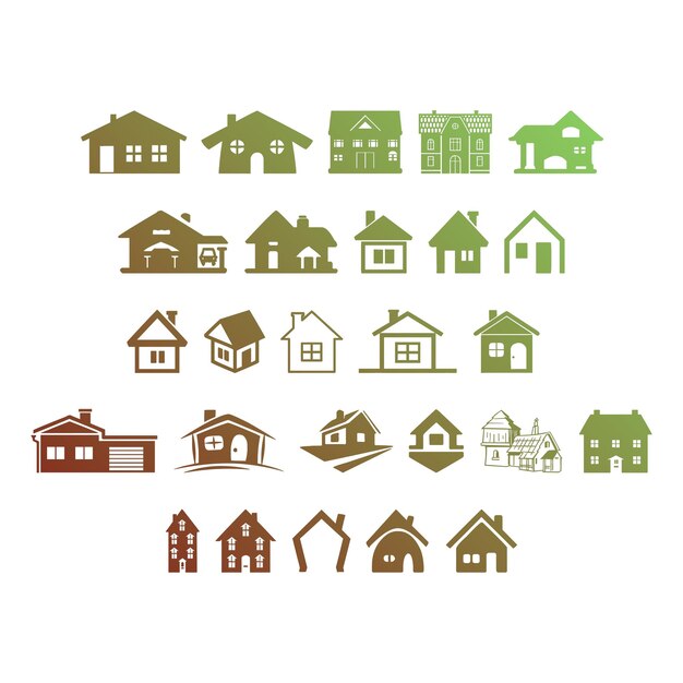 huis iconen items gradiënt effect foto jpg vector set