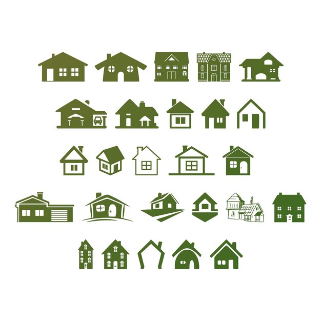 Foto huis iconen items gradiënt effect foto jpg vector set