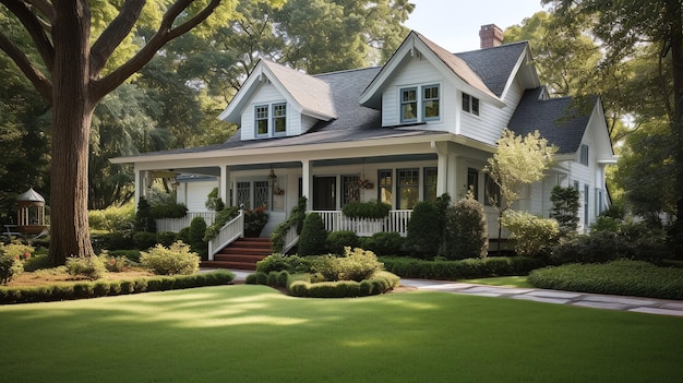 Huis in Amerikaanse stijl met tuin aan de zijkant