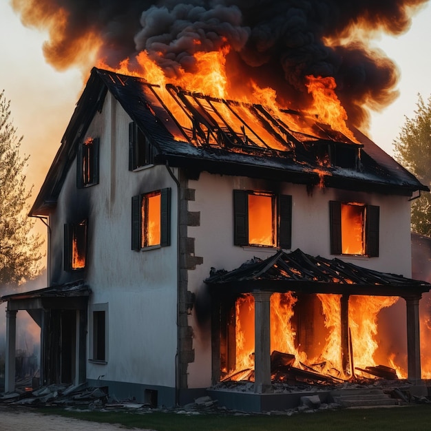 Foto huis in brand.