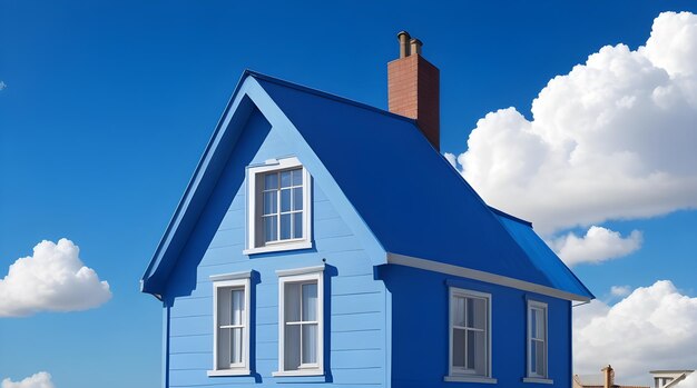 Huis met een blauwe achtergrond AIGenerated