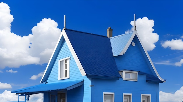 Huis met een blauwe achtergrond AIGenerated