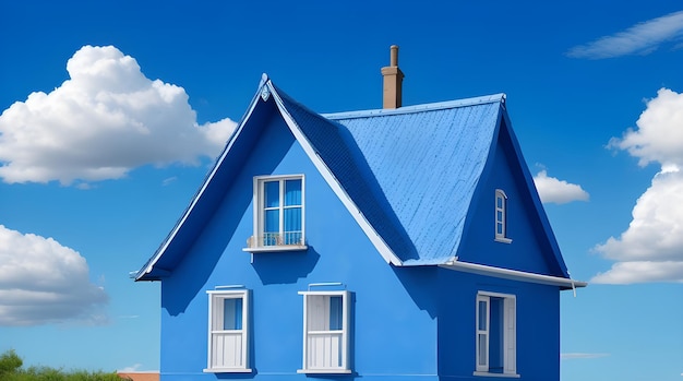 Huis met een blauwe achtergrond AIGenerated