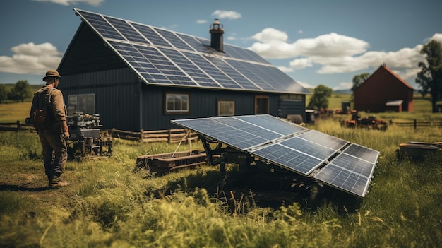 Huis met fotovoltaïsche energie Hernieuwbare energie uit zonlicht genererende AI