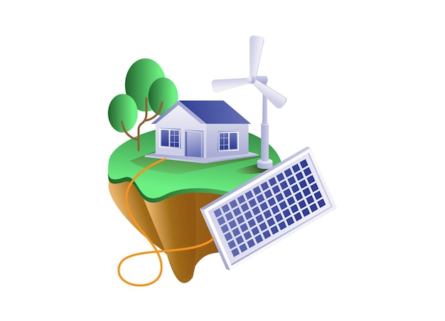 Foto huis met zonnepanelen concept illustratie