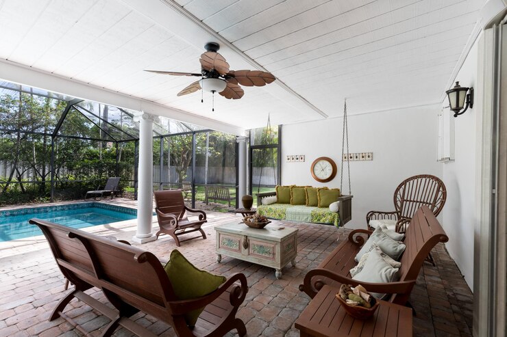 Foto huis miami florida ontwerp zwembad achtertuin glazen dak