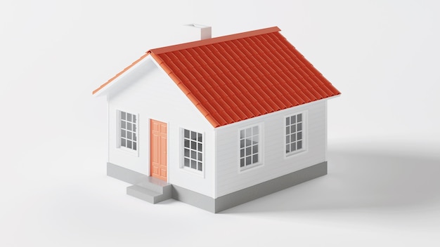 Huis op een witte achtergrond 3D-rendering