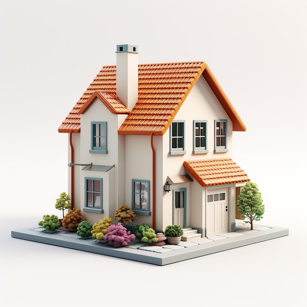 Huis op witte achtergrond 3D-illustratie