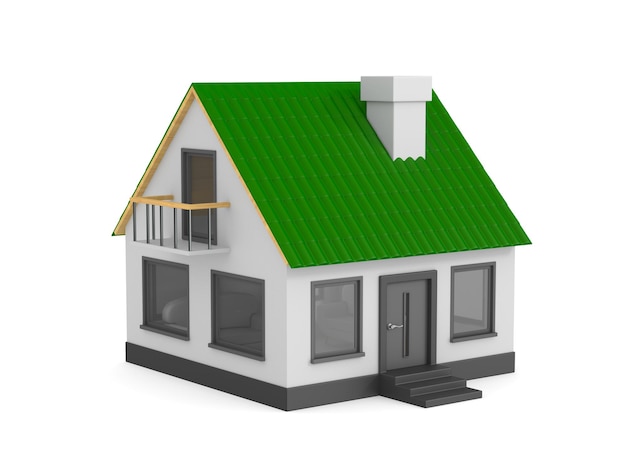 Huis op witte achtergrond Geïsoleerde 3D illustratie