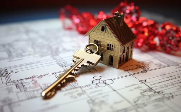 Huis sleutel op goedgekeurde hypotheek aanvraag symboliseert succes in het beveiligen van een woninglening woninglening papierwerk beeld