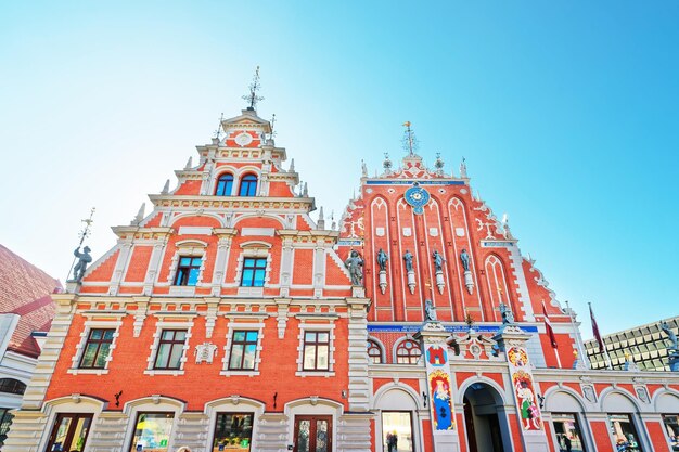 Huis van mee-eters op het plein in het historische centrum in de oude stad, Riga, Letland, Baltisch land.