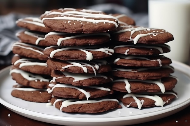 Foto huisgemaakt gebakken dessert zoete glazuren op een chocoladekoekje gegenereerd