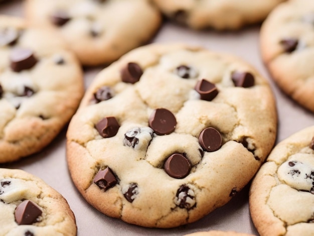 Foto huisgemaakte chocolade chipcookies chocolade chipscookies op een rek chocoladechipcookies