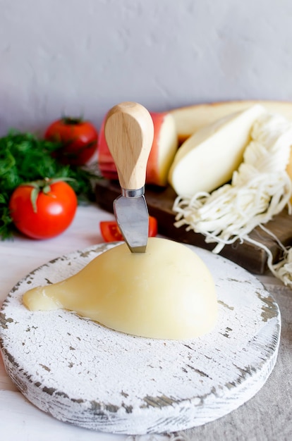 Huisgemaakte kaasachtige Pasta filata