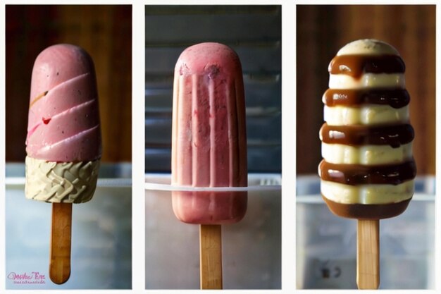 Huisgemaakte Napolitaanse zomer ijs popsicles