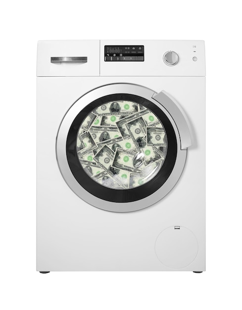 Huishoudelijke apparaten Wasmachine om geïsoleerde dollarbankbiljetten te wassen