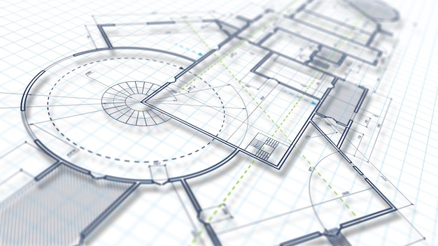 Foto huisplan technisch tekening achtergrond ingenieursontwerp illustratie