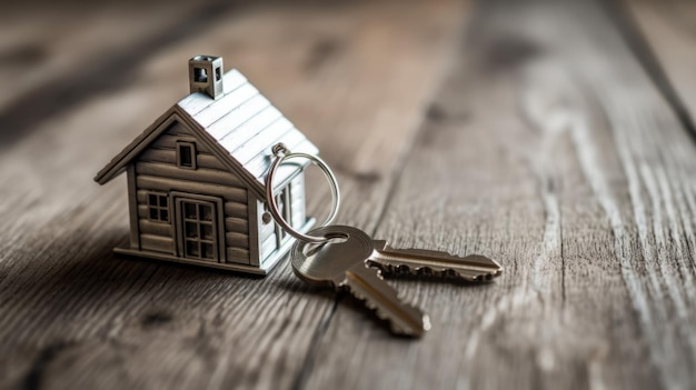 Foto huissleutels met huissleutelhanger en investme property house financieel vastgoedconcept