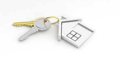 Foto huissleutels op witte achtergrond 3d illustratie