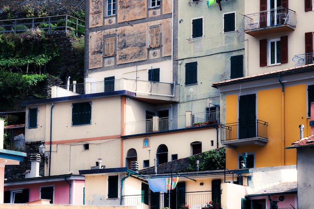 Huizen op de heuvel Manarola stad