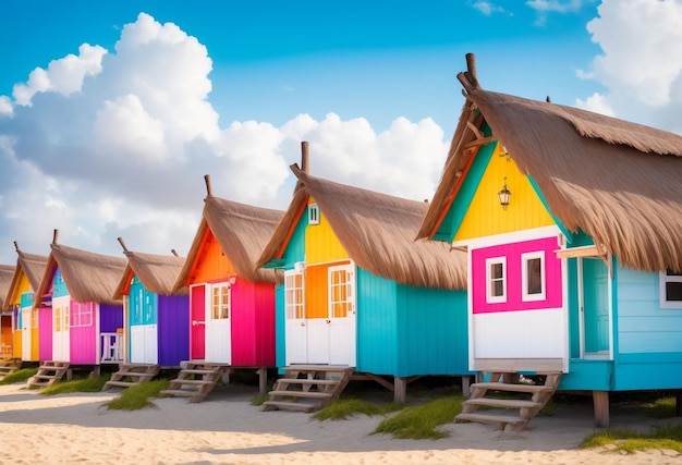 Foto huizen op het strand.