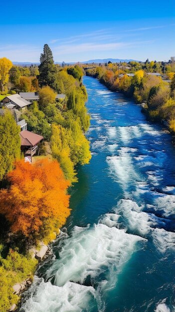 Photo huka lodge luxury tourist lodge buildings and grounds on the waikato river edge in taupo north