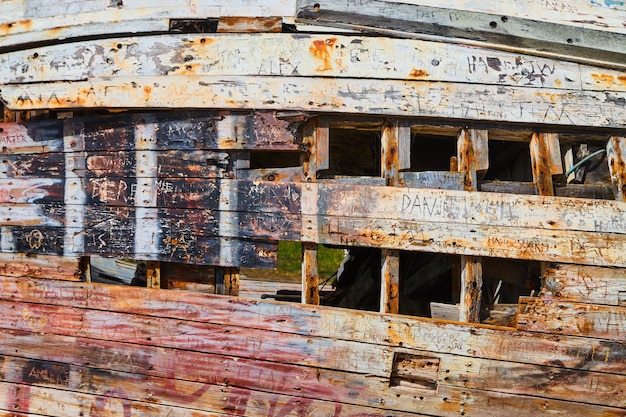 Hull of shipwreck falling apart