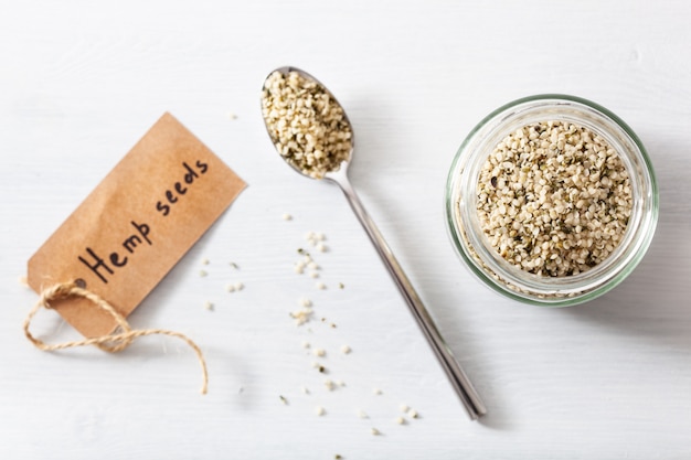 Hulled hemp seeds, healthy superfood supplement