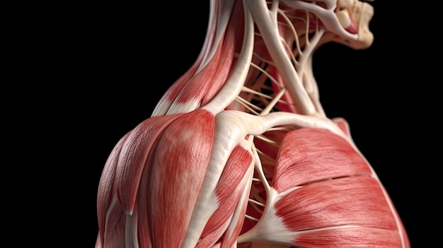 Photo human anatomy detail of shoulder muscle arteries