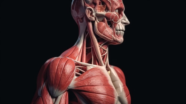 Photo human anatomy detail of shoulder muscle arteries