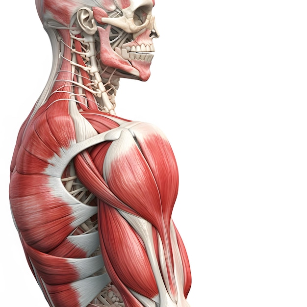 Foto dettaglio dell'anatomia umana della struttura ossea del muscolo della spalla