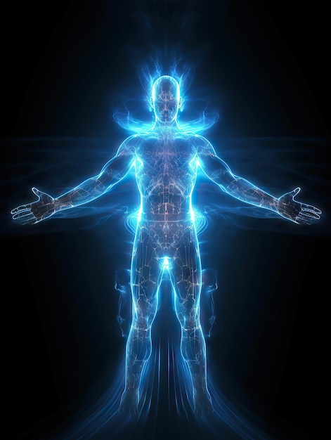 Human aura techno aura electric waves impulses and flashes