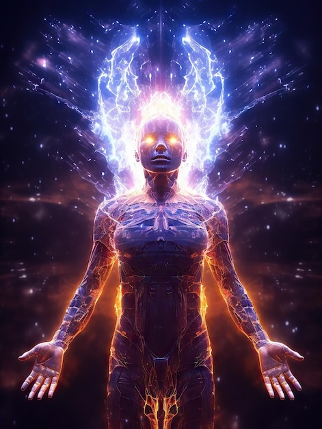 Human aura techno aura electric waves impulses and flashes