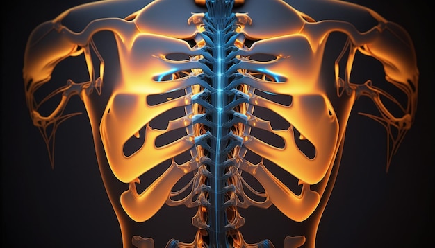Human Back pain anatomy bones illustration Generative ai