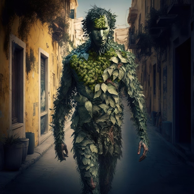 Human body entirely made of plants Created using generative Al tools