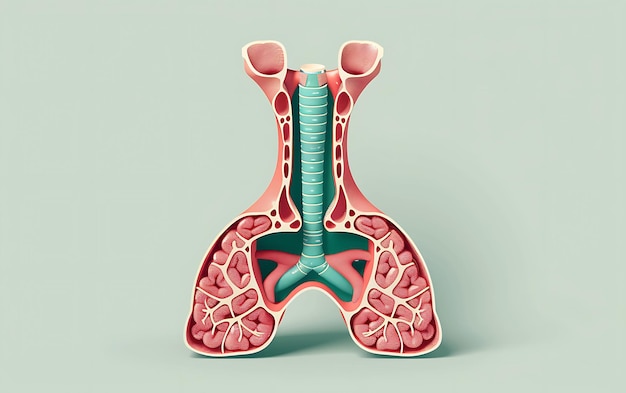 Человеческие железы щитовидной железы сосредоточены на анатомии на простом медицинском фоне