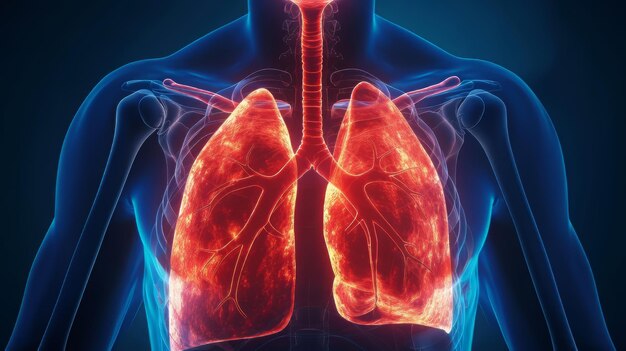 Human body highlighting lungs