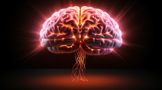 Human brain 3d rendering isolated on black concept