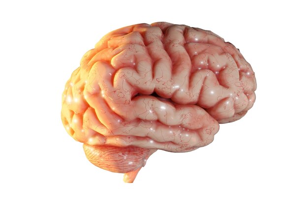 Foto cervello umano modello anatomico 3d cervello isolato su rendering 3d trasparente