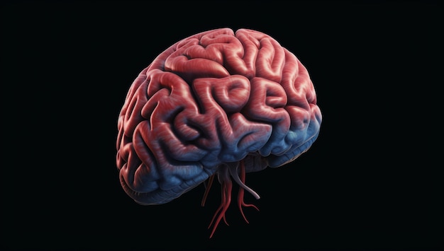 Photo human brain on a black background with ai generated