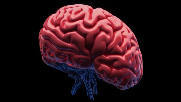 Human brain on a black background with AI generated