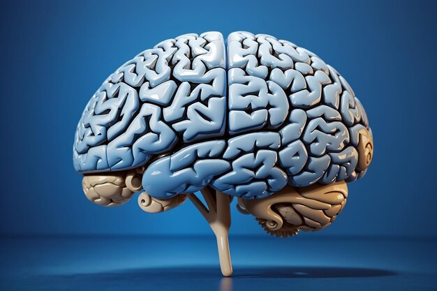 The human brain on a blue background the hemisphere is responsible for logic