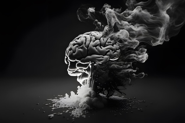 Human brain Deep learning learning by study thinking concept with smoke in background