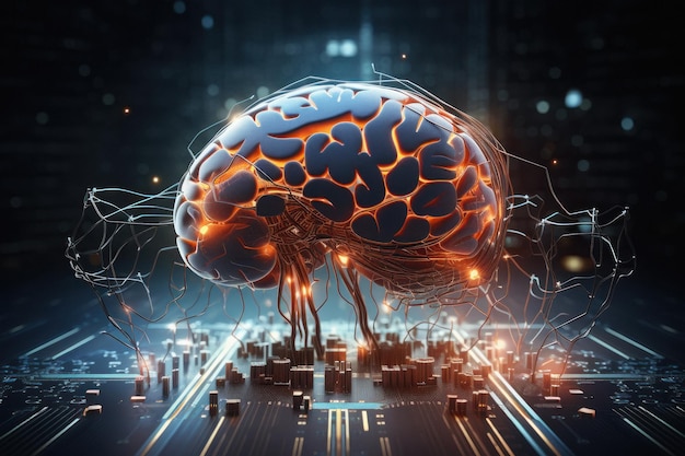 Human brain floating of information concepts of Big Data and artificial intelligence
