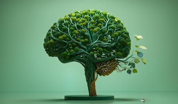 Human brain green tree