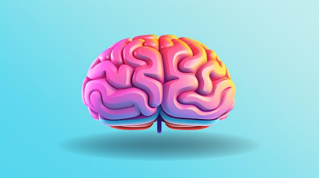 Human brain icon colorful flat style AI generative