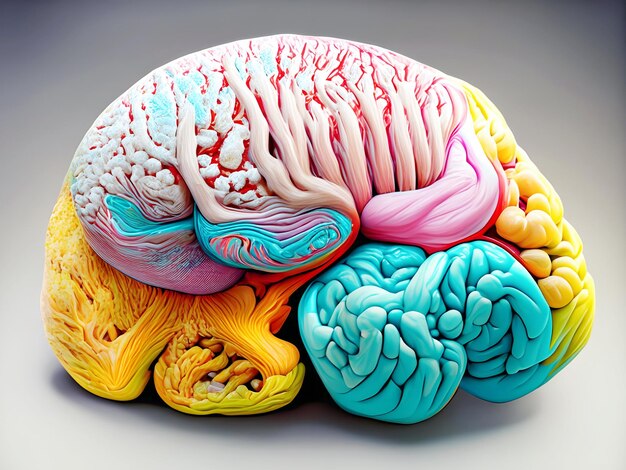 Foto illustrazione del cervello umano struttura della circolazione sanguigna circolazione sanguigna ai generato
