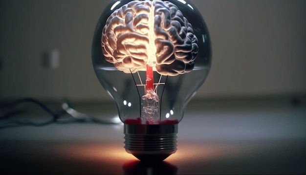 human brain in a light bulb generative ai