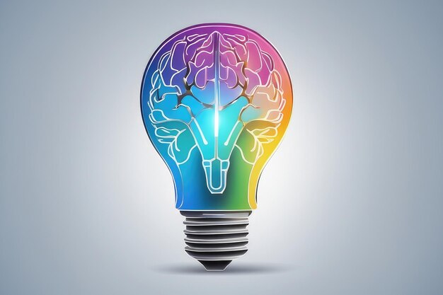 Human brain and light creative abstract background in blue tone